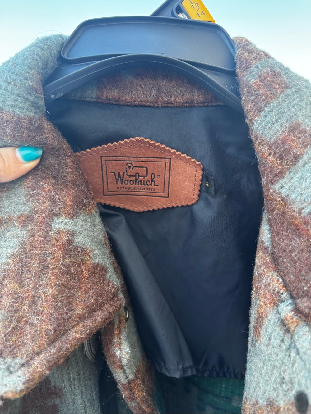 Southwest vintage wool Long coat in Teal & Brown - Picture 5 of 7